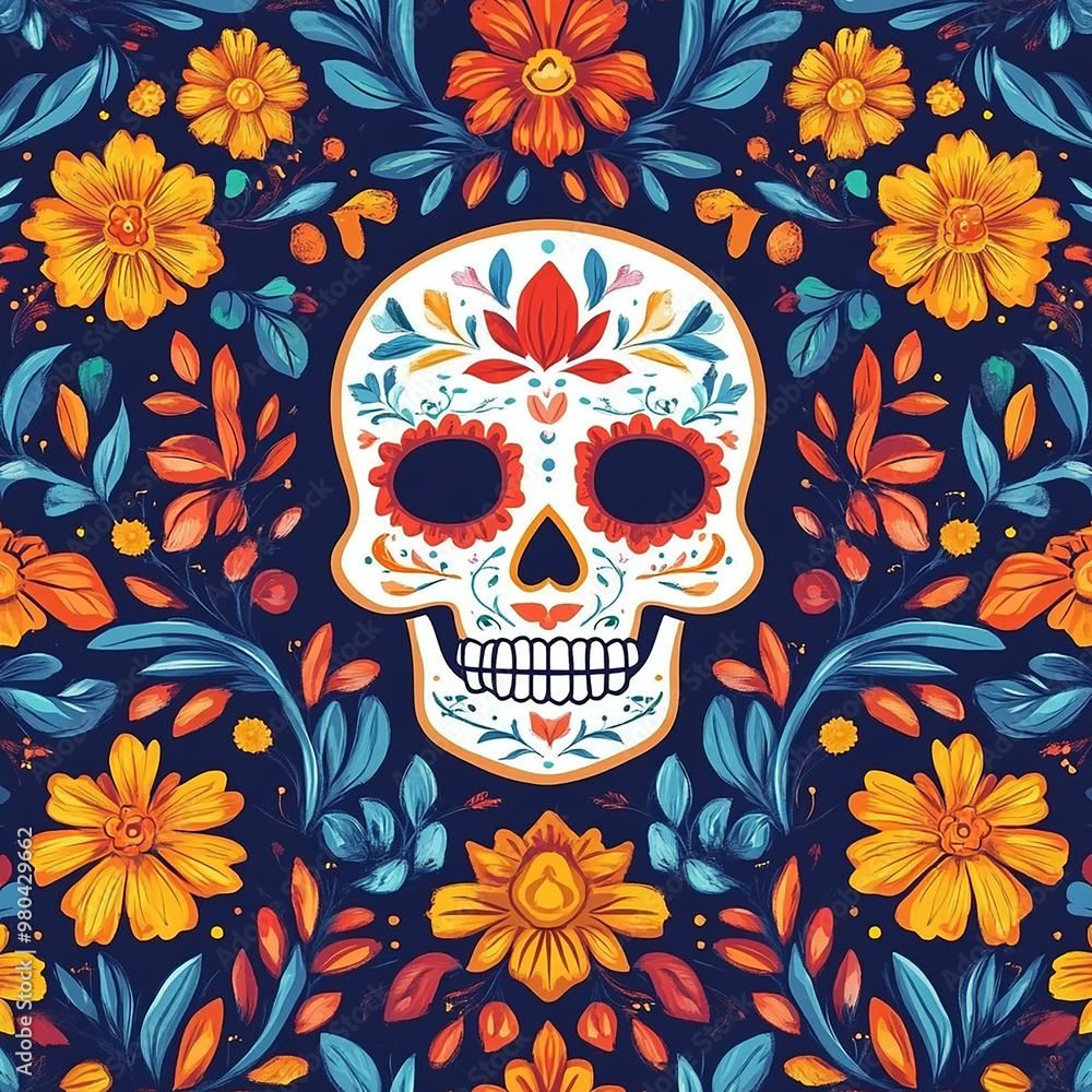 Hand drawn dia de muertos background Hand drawn dia de muertos background