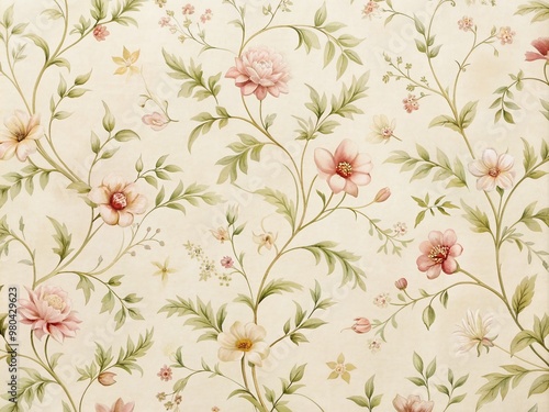 Wallpaper Mural Soft, cream-colored wallpaper featuring a delicate, understated floral design with gentle curves and subtle texture, evoking a sense of refined sophistication and calm serenity. Torontodigital.ca