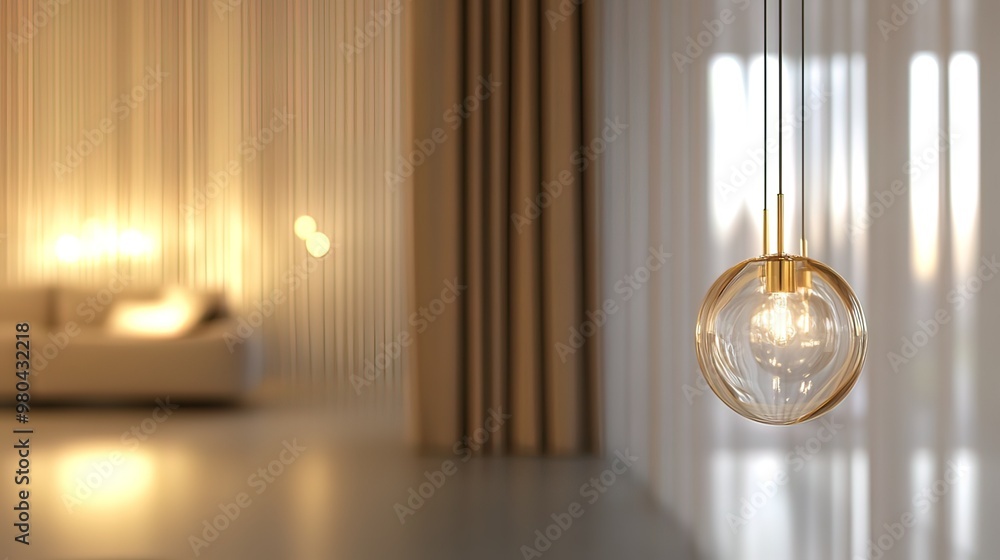 Modern Gold Globe Pendant Light in a Bright Room Modern Gold Globe Pendant Light in a Bright Room