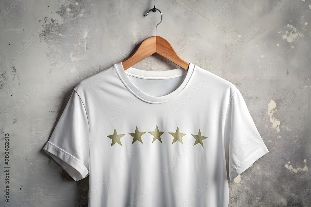White T-shirts Hang on a Wooden Hanger Rack White T-shirts Hang on a Wooden Hanger Rack