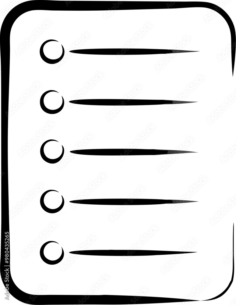 A white and black check list with a black outline A white and black check list with a black outline