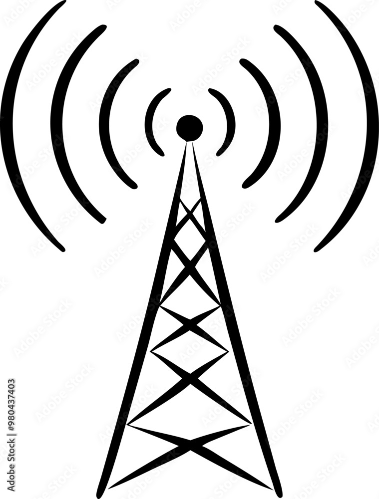 A black and white image of a tower with a radio antenna on top A black and white image of a tower with a radio antenna on top