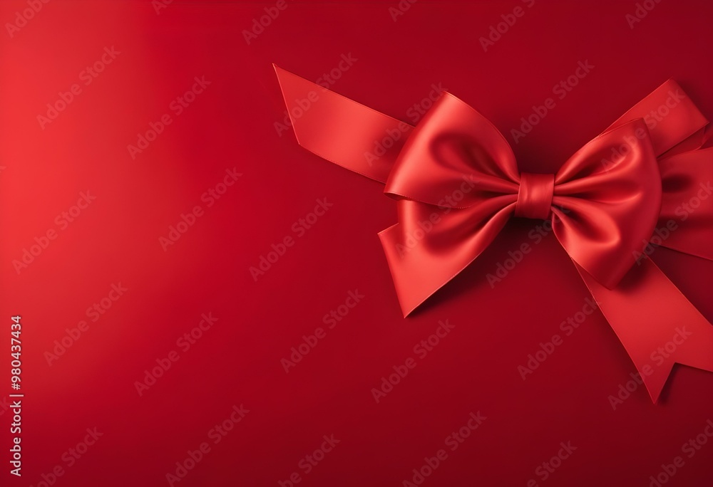 Red satin bow on a red background. Red satin bow on a red background.