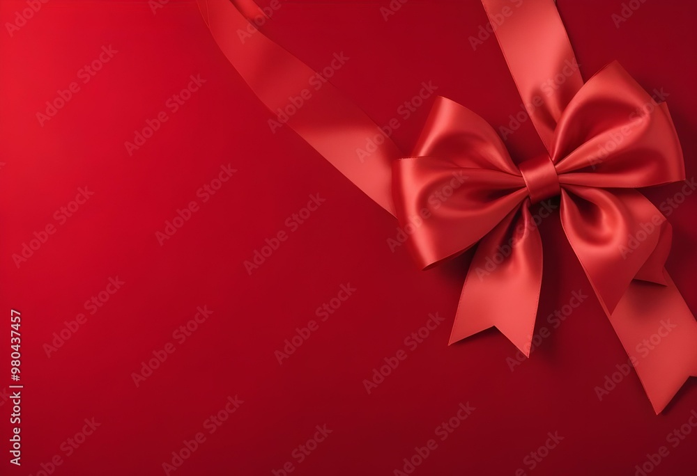 Red satin bow on a red background. Red satin bow on a red background.