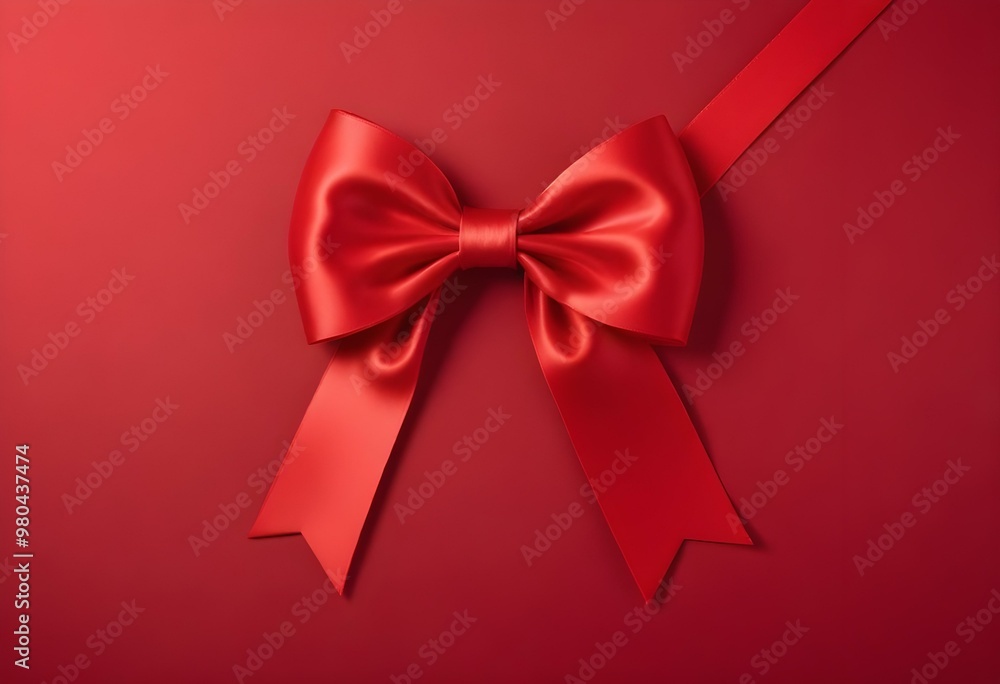 Red satin bow on a red background. Red satin bow on a red background.