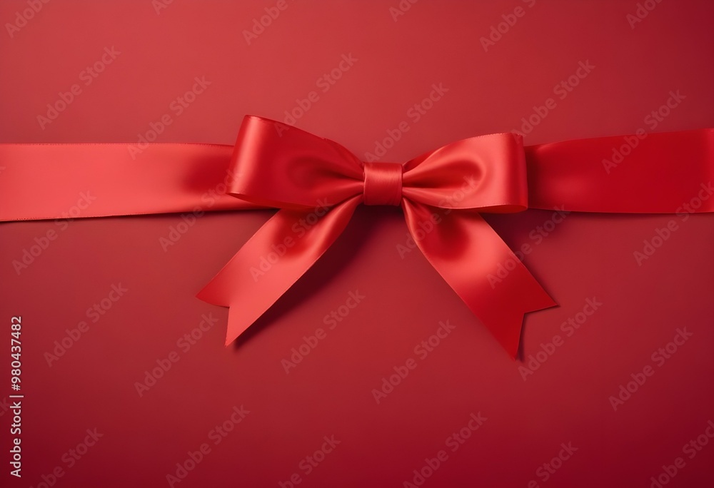 Red satin bow on a red background. Red satin bow on a red background.