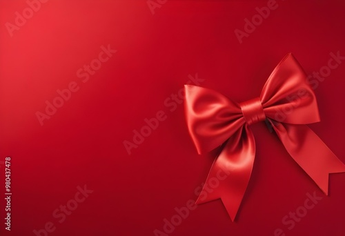 Red satin bow on a red background.