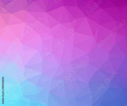 Abstract background with gradient from aquamarine blue to deep blush through cold purple textured by triangles.