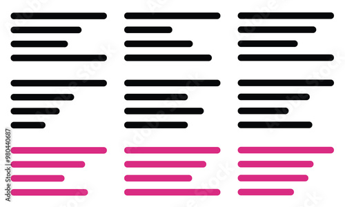 Text align icon vector set. Paragraph alignment symbol. Align icon vector illustration on white background.