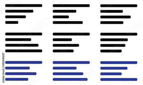 Text align icon vector set. Paragraph alignment symbol. Align icon vector illustration on white background.