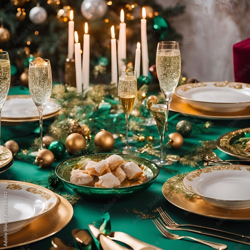New Year's table setting New Year's table setting