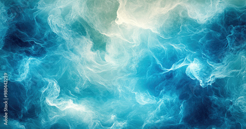 A mesmerizing combination of blue and white hues in fluid, abstract forms, creating a serene, cloud-like effect in motion. Generated using AI technology. Created with Ai