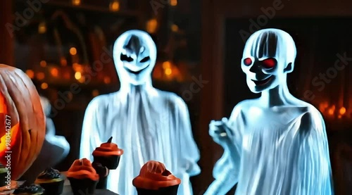 Headless naked woman mannequin in black, 3D figure for fashion display Halloween