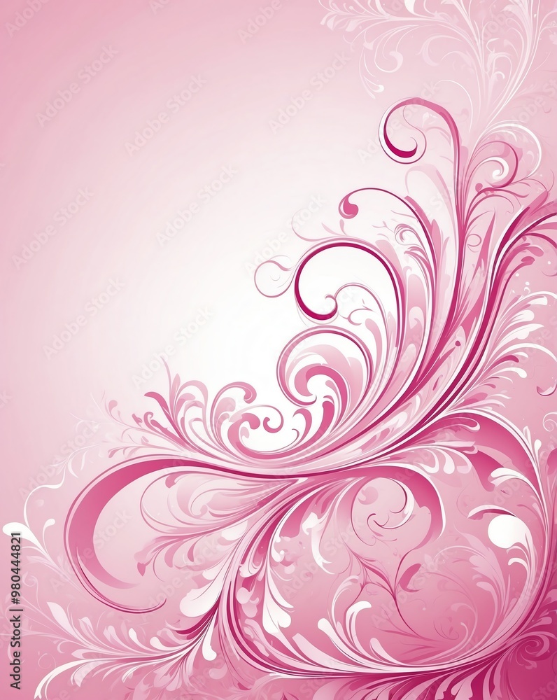 Floral swirl with gradient of pink to soft white Floral swirl with gradient of pink to soft white