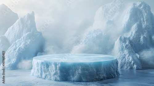 glacier ice podium for mockup display or advertising of products