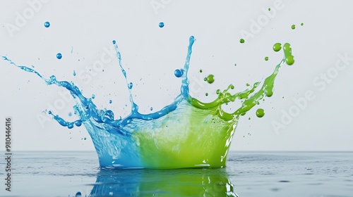 Vibrant Splash on Surface with Bold and Dynamic Colors photo