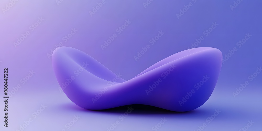 3D render, abstract background with a purple curved shape on a blue gradient background. 3D render, abstract background with a purple curved shape on a blue gradient background.