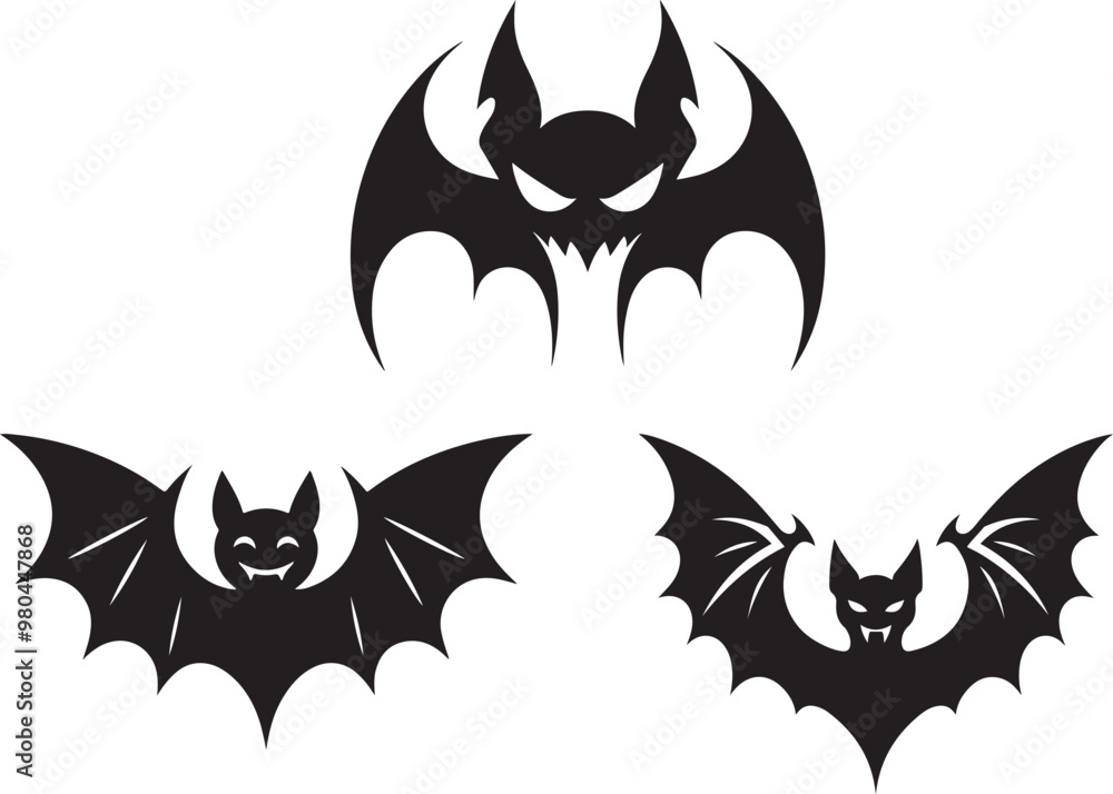 Halloween bat face silhouette vector art. Halloween bat face silhouette vector art.