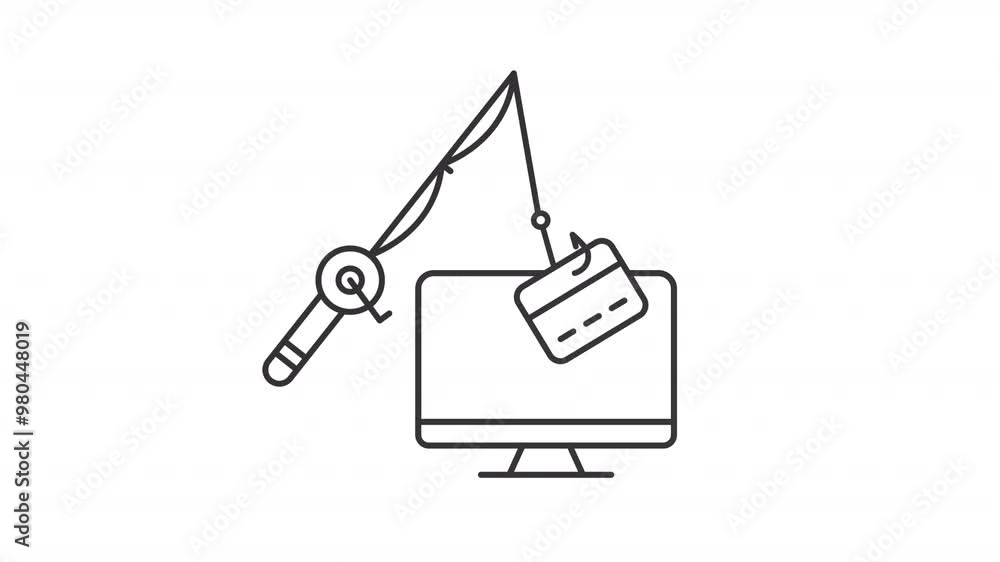 Steal Animation Credit stealing line animation. Account steal animated icon. Fishing ...