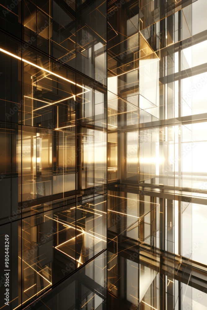 Fototapeta premium Elegant and modern abstract geometric overlay with light reflections in a contemporary setting