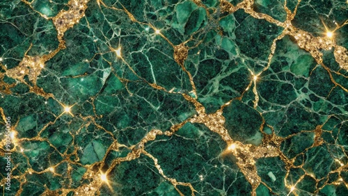 High-resolution seamless dark green marble texture background with luxury glitter pattern featuring natural stone tiles in a stunning top view arrangement.