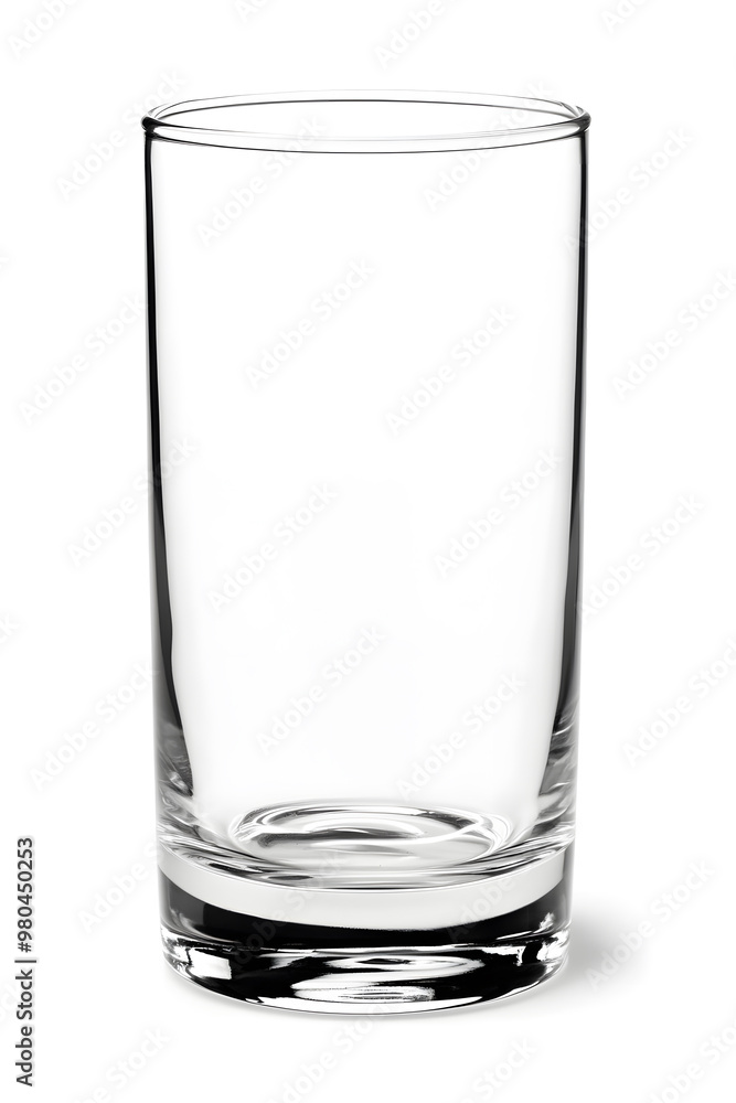 A tall, clear, empty glass isolated on a white background A tall, clear, empty glass isolated on a white background