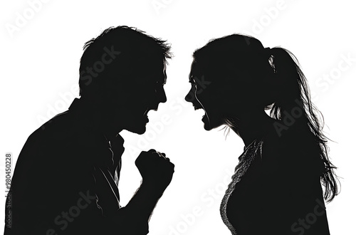 “Silhouette of a Couple Having an Argument with the Man Yelling” 