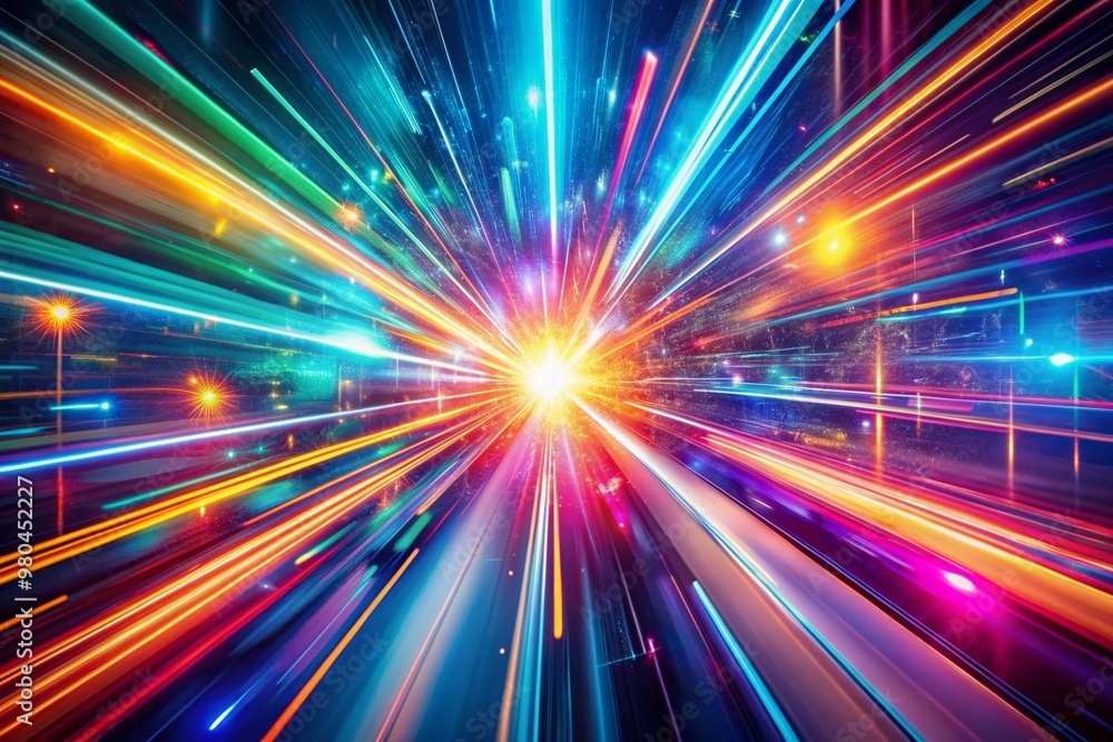 Vibrant futuristic abstract background with intense speed motion blur, radiant neon lights, and dynamic streaks of color, evoking a sense of high-tech velocity and energy. Vibrant futuristic abstract background with intense speed motion blur, radiant neon lights, and dynamic streaks of color, evoking a sense of high-tech velocity and energy.