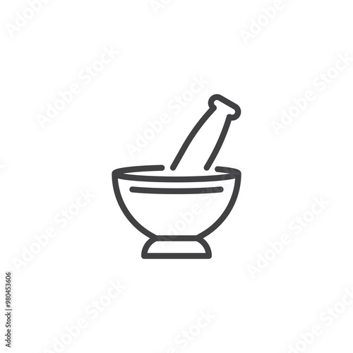 Mortar and Pestle line icon