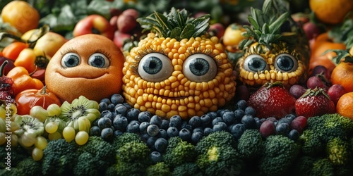 The vibrant city where animated fruits with eyes add a touch of whimsy and joy to daily urban moments