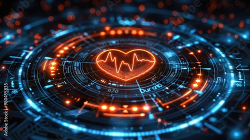 Wallpaper Mural Innovative holistic health interface featuring a heart with a pulse symbol in a digital format Torontodigital.ca