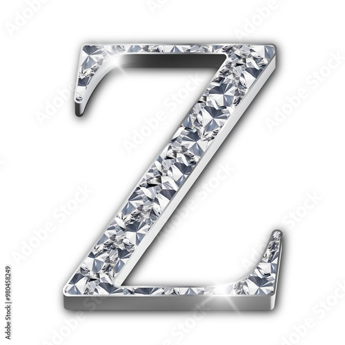 Luxury diamond-encrusted silver alphabet letters