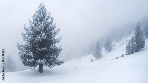 Wallpaper Mural Panoramic Nature Winter background with snowy pine tree Torontodigital.ca