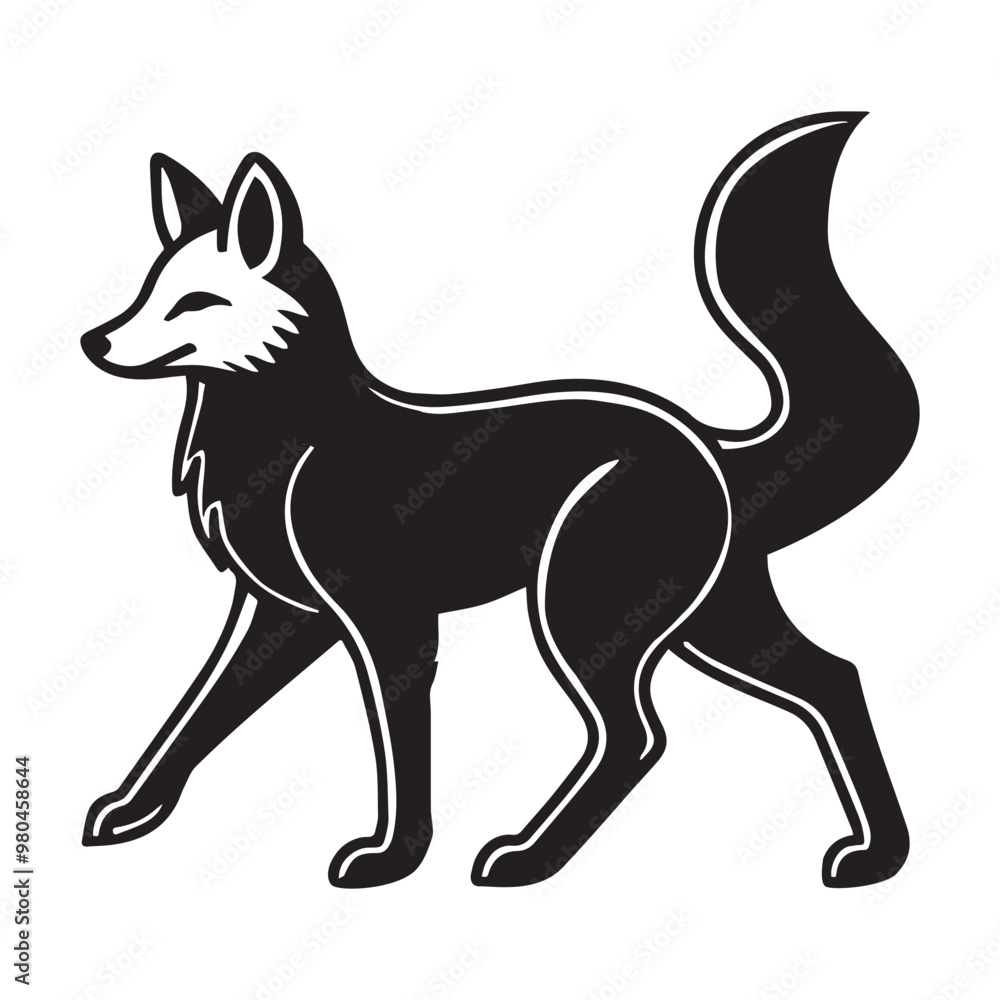 Fox vector illustration in black and white - Fox Silhouette Design
Fox vector illustration in black and white - Fox Silhouette Design