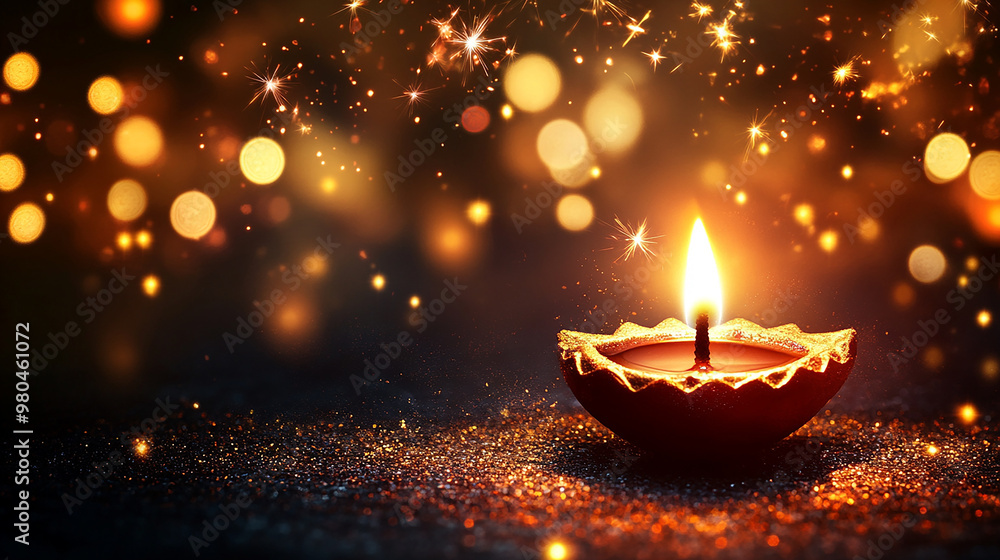 Happy diwali background with diya and sparkles Happy diwali background with diya and sparkles