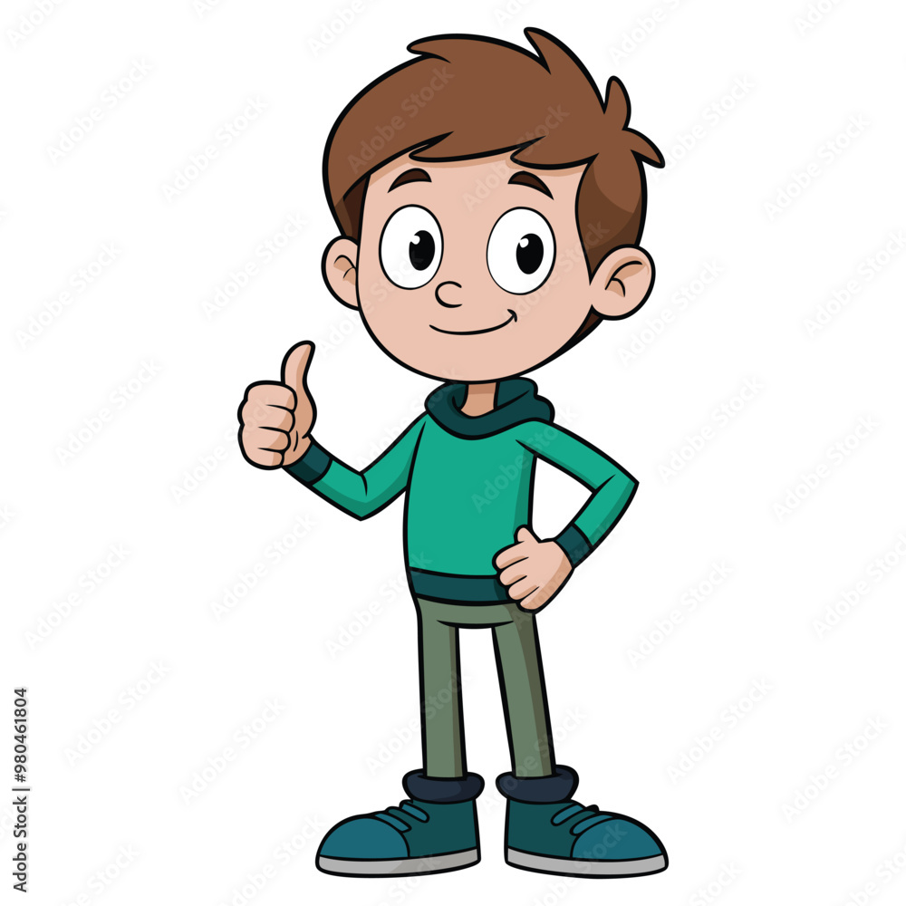 Cute Boy Thumbs Up Cartoon Vector Icon Illustration Cute Boy Thumbs Up Cartoon Vector Icon Illustration