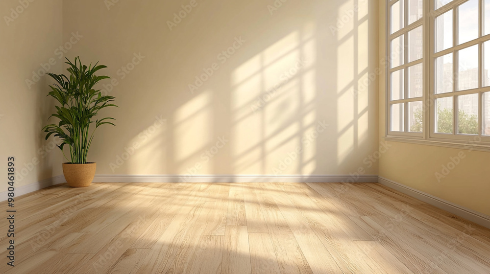 empty interior room ,gray wall with wood shelf and Engineered wood flooring, Empty room interior background. empty interior room ,gray wall with wood shelf and Engineered wood flooring, Empty room interior background.