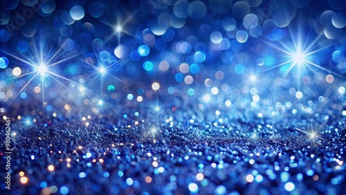 Sapphire glitter bokeh background shines with shimmering royal blue sparkles, crystal droplets, and radiant lights, creating a luxurious, glamorous, and mesmerizing visual effect. © Four888
