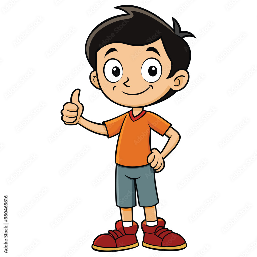 Cute Boy Thumbs Up Cartoon Vector Icon Illustration Cute Boy Thumbs Up Cartoon Vector Icon Illustration