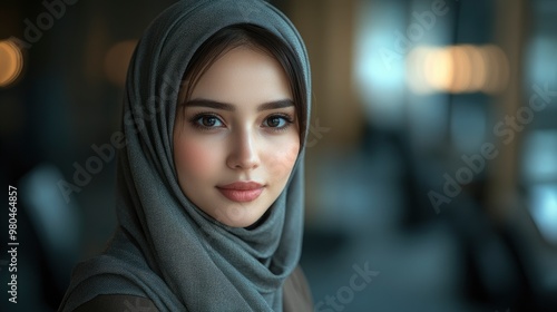 Portrait of a Beautiful Woman Wearing a Hijab