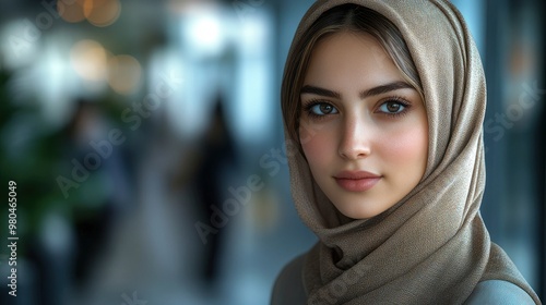 Young Woman Wearing a Hijab, Looking Directly at the Camera