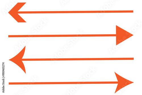 Set of long arrow vector, icon . Horizontal double side arrow. Straight long arrow vector icon set. Long arrows left and right in flat style. Long arrow silhouette, symbol, icon design .