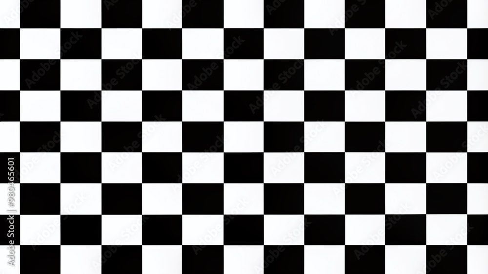 Fototapeta premium Geometric black and white checkerboard pattern forms a bold and classic background, perfect for contrasting visuals, with clean lines and high-contrast design elements.