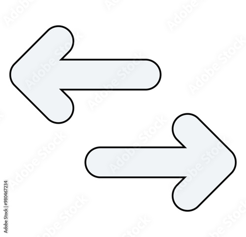 right left direction arrows, transfer arrow, convert sign, replace icon, exchange vector illustration