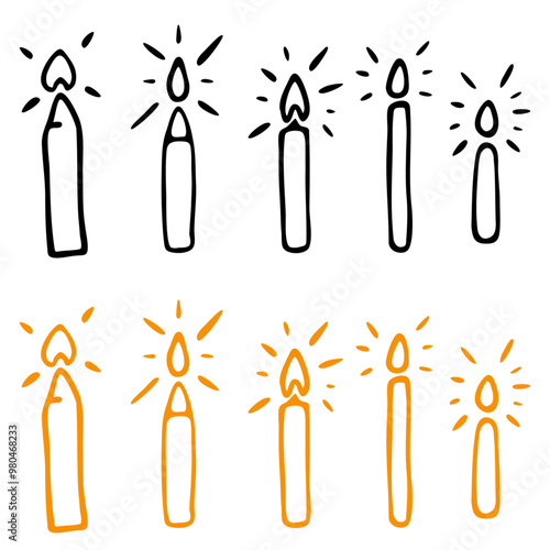 Hanukkah candles. Hand-drawn doodle style. Vector illustration