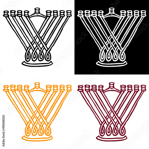 Hanukkah Menorah (Hanukkiah). Hand-drawn doodle style. Vector illustration