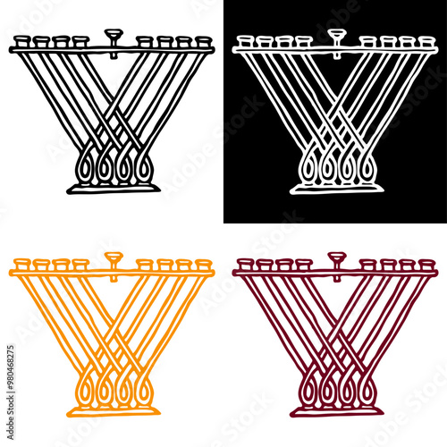 Hanukkah Menorah (Hanukkiah). Hand-drawn doodle style. Vector illustration