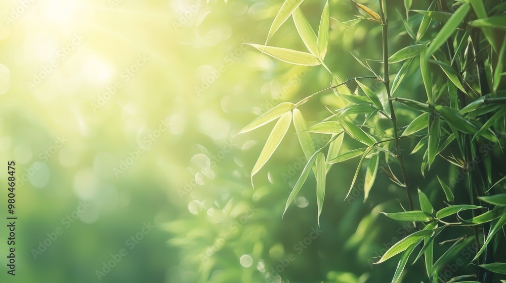 Obraz premium view of beautiful bamboo tree in the morning - ai
