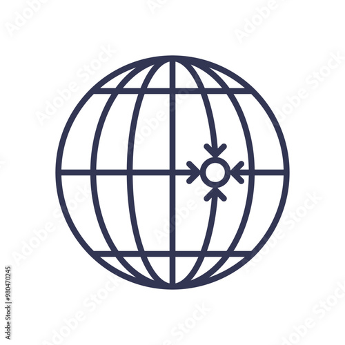 A globe with latitude and longitude lines, highlighting a specific coordinate point.