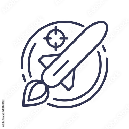 Missile icon with target symbol representing offensive capability and precision strike.